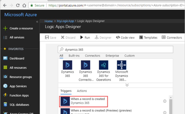 Connect Dynamics365 to Logic Apps